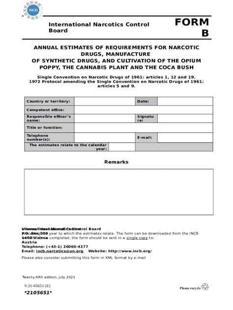 Annual Estimates Of Requirements Of Narcotic Drugs Incb Doc