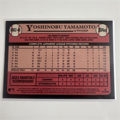 Topps Series Yoshinobu Yamamoto B Foilboard Insert Rc