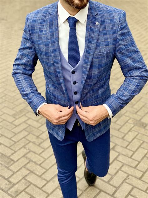 Синий мужской пиджак в клетку. Арт.:2-1031-2 – купить в магазине ...