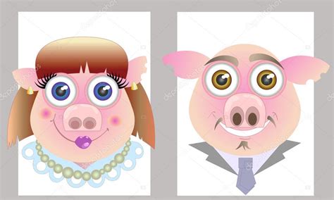 Two pigs — Stock Vector © odrina #9215838