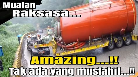 Tak Ada Yang Mustahil Truck Muatan Raksasa Libas Tikungan Extrim