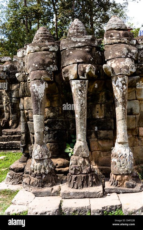 The Terrace Of The Elephants Angkor Thom Cambodia Stock Photo Alamy