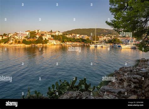 View Of Belvedere Skiathos Old Port At Sunrise In Skiathos Town