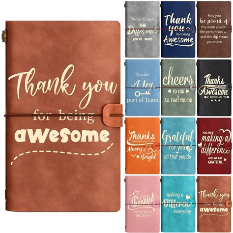 Fuutreo 12 Pcs Leather Journals Notebooks Bulk Thank You Gifts Staff