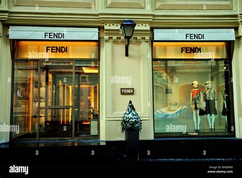 MOSCOW, RUSSIA - FEBRUARY 13: Facade of Fendi flagship store in Moscow ...