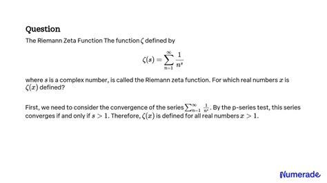 Solved The Riemann Zeta Function The Function ζ Defined By ζs∑n1∞