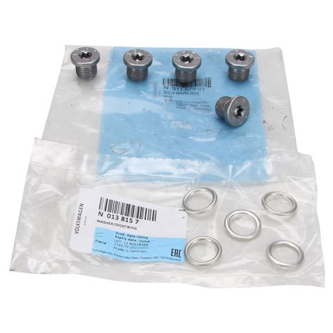 5x ORIGINAL VW Ölablassschraube M14x1,5 N91167901 + O-Ring Dichtring ...