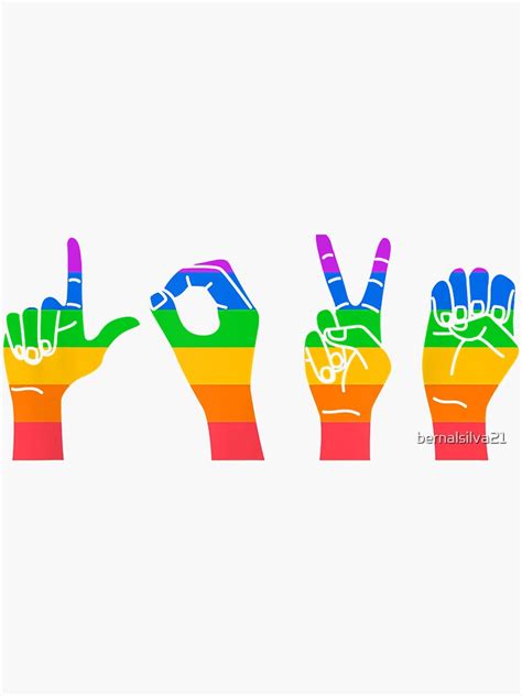 Love Sign Language Cute ASL LGBTQ Gay Pride Flag Ally Sticker By Bernalsilva21 Redbubble