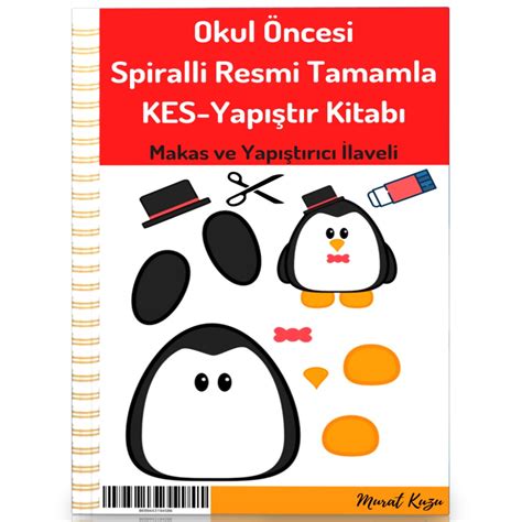 Okul Öncesi Spiralli Resmi Tamamla Kes Yapıştır Kitabı