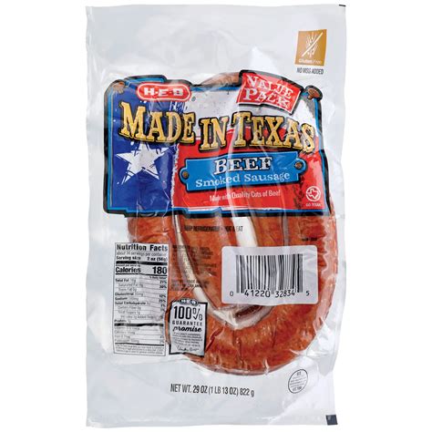 H E B Made In Texas Beef Smoked Sausage Value Pack Shop Sausage At H E B