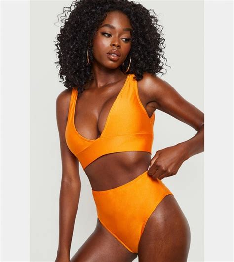 Buy Boohoo Mix Match High Waisted Bikini Brief In Orange Thstreet Uae