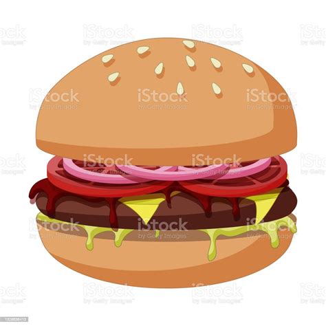 Realistischer Großer Hamburger Auf Weißem Hintergrund Vector Stock