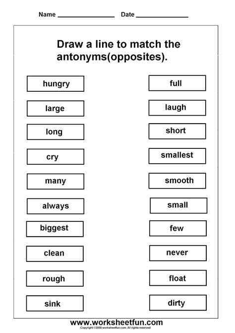 Grade 2 Synonyms And Antonyms Worksheets