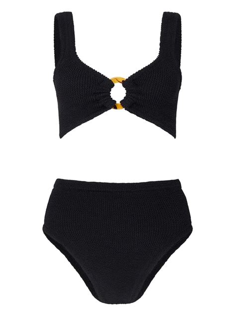 Hunza G Nadine Seersucker Bikini Set Black Farfetch