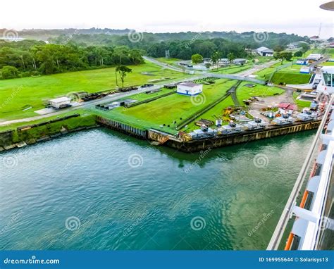 View of Panama Canal from Cruise Ship Stock Photo - Image of authority ...