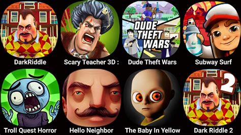 Scary Teacher 3D Stone Age Dark Riddle Dude Theft Wars Subway Surf