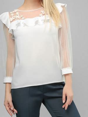 Модели женских комбинированных блузок из разных тканей: фото фасонов и ...