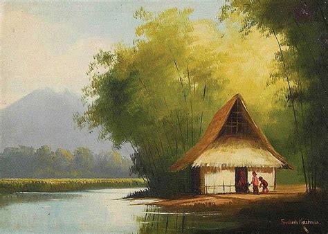 Sold at Auction: Frederik Kasenda Rumah di Tepi Sungai oil on | Canvas