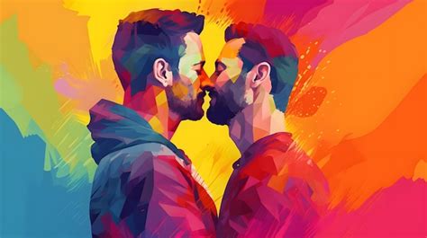 Papel De Parede De Pintura Digital Jovem Casal Gay Foto Premium