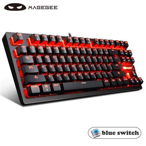 Free Shipping MageGee MK1 SKY TKL Mechanical Gaming Keyboard Hot Swappable 87 Keys Full Anti