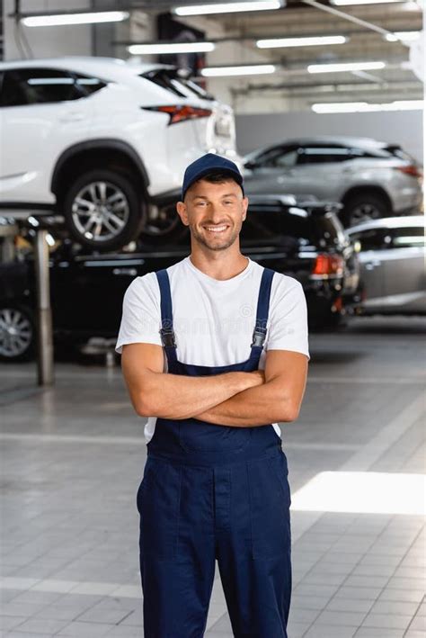 Happy Mechanic In Uniform And Cap Stock Photo Image Of Happy Work