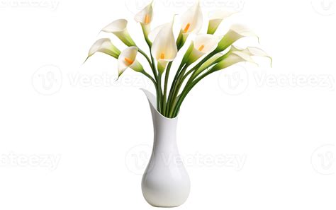 Ai Generated Calla Lilies In A Tall Vase On Transparent Background