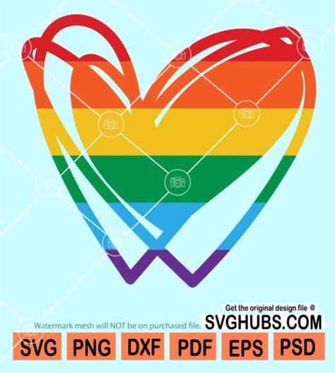 Rainbow Gay Pride Heart Svg Heart Rainbow Svg Rainbow Heart Svg Pride Svg Lgbt Svg Gay Svg