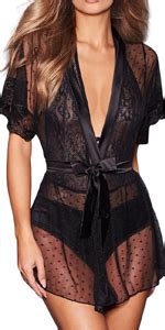 AnloveKiss Women Sexy Lingerie Black Eyelash Lace Chemise Babydoll Nightwear L Wine Red At