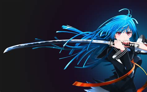 Illustration Long Hair Anime Anime Girls Blue Hair Blue Cartoon