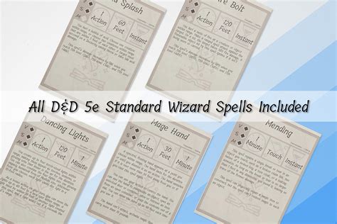 Dnd Wizard Spell Cards D&D 5e Dnd Printables Dnd Accessories Dungeons ...