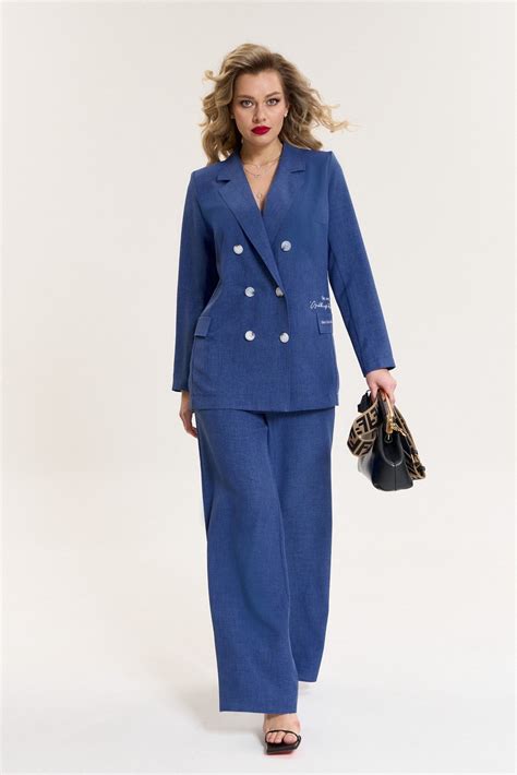 Костюм брючный 1077 деним Anastasia купить в интернет магазине Велесмода