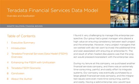 teradata financial services data model