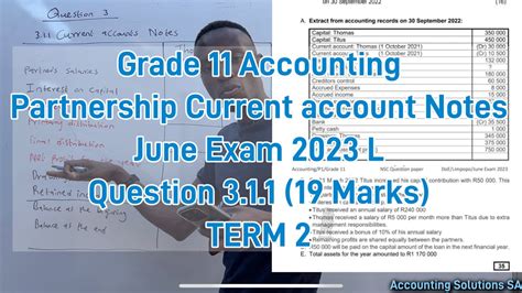 Grade 11 Accounting Term 2 Paper 1 Partnership Current Account