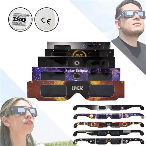 Lente Gafas Para Eclipse Solar Certificación Iso Y Ce 5 Pack Meses