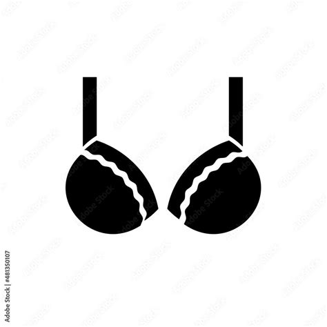 Vektorová grafika Female lingerie or swimsuit solid black icon Bra with lace edge Women