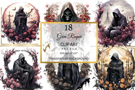 Grim Reaper Sublimation Clipart Grim Reaper Png Watercolor Etsy