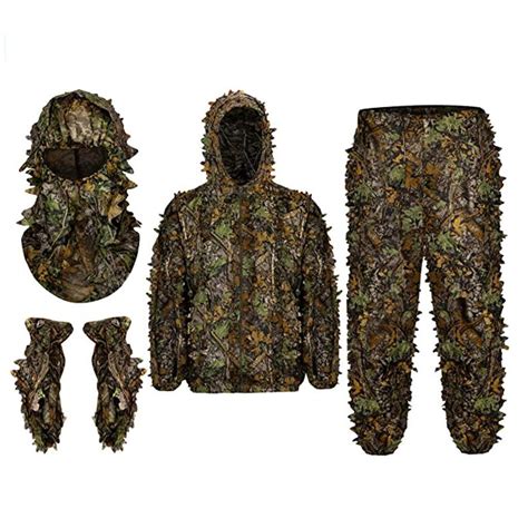Ghillie Suit,Ghillie Suit Full Gloves Set 3D Leafy, Suit Ghillie Suit