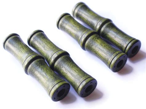 4 61mm Vintage Green Wood Tube Beads Large Hole Macrame Beads Michaels