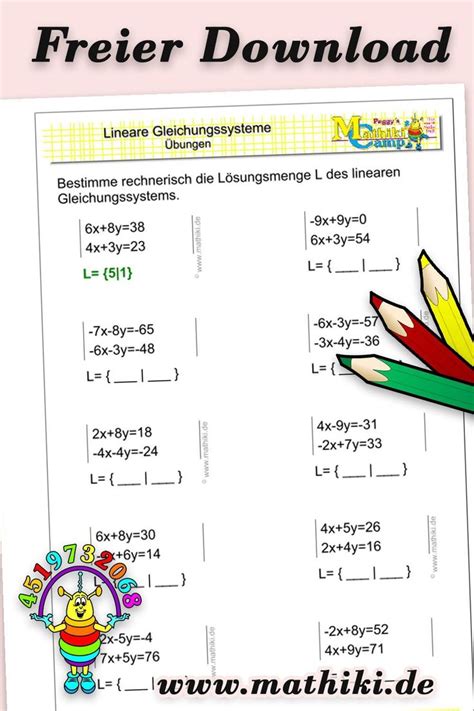 Lineare Gleichungssysteme II Klasse 9 10 Mathiki De