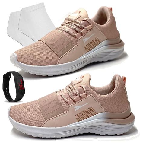 Tenis Feminino Academia Original Caminhada Barato R Adapt Nude Rel Gio Meias Rayon