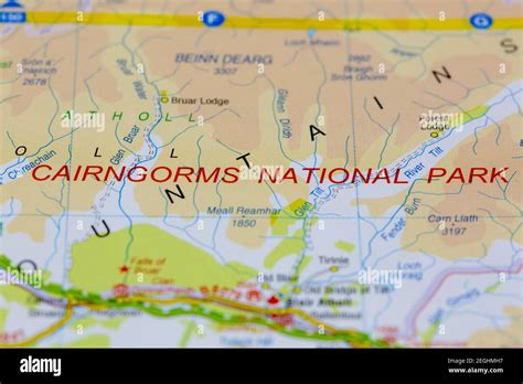 cairngorms national park  surrounding areas shown   road map  geography map stock