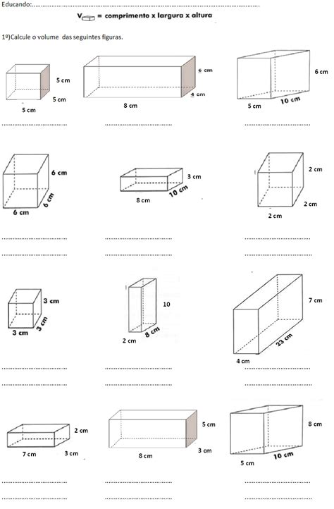 Volume E Capacidade Exercícios