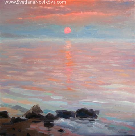 Artists Of Texas Contemporary Paintings And Art Original Oil Sunset Seascape Painting By