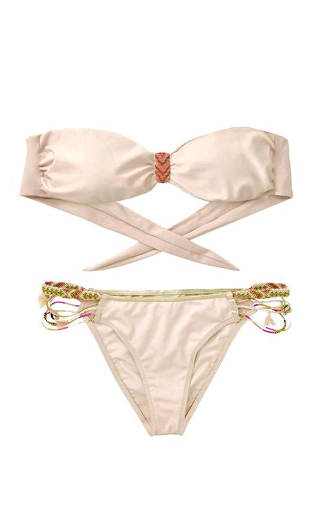 Bandeau Strapless Bikini Bikinis Swimwear Centre Pink Style