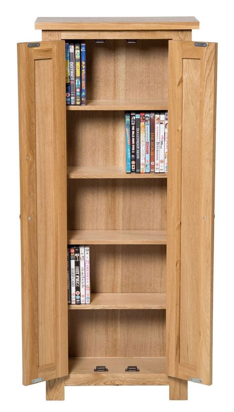 Waverly Oak 2 Door Dvd Storage Cupboard Cabinet Hallowood Dvd Cabinets Dvd Storage Cabinet