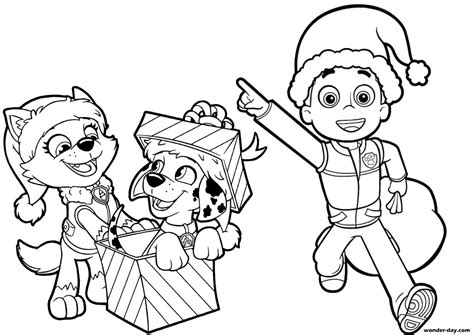 Christmas coloring pages PAW Patrol. Print A4 | WONDER DAY — Coloring