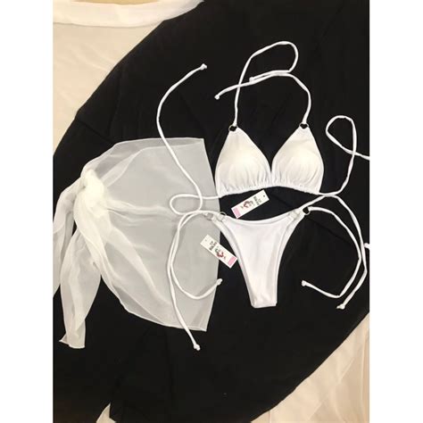 Bikini set 2 mảnh 3 mảnh tam giác bacssic khoen nhỏ quần lọt khe khoe