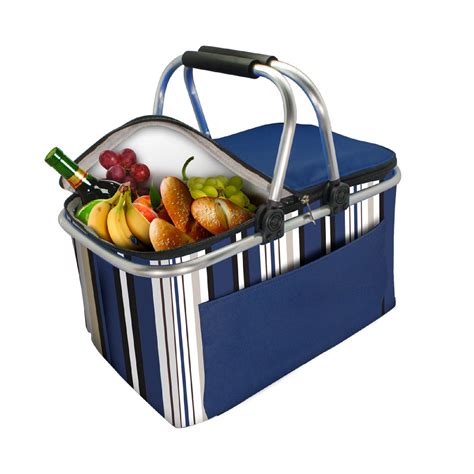 Collapsible Insulated Picnic Basket Striped Ace Premiums