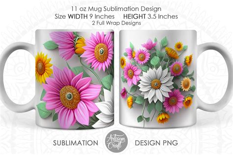 D Mug Design D Flower Mug Wrap Oz Mug By Artisan Craft Svg