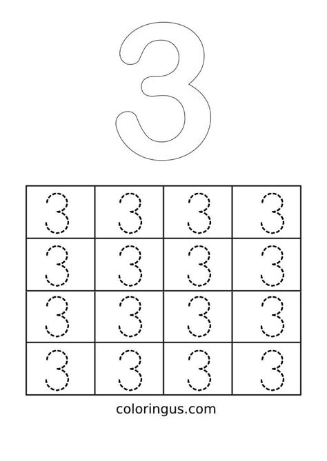 Number 3 Coloring Pages Free Printable Pdf